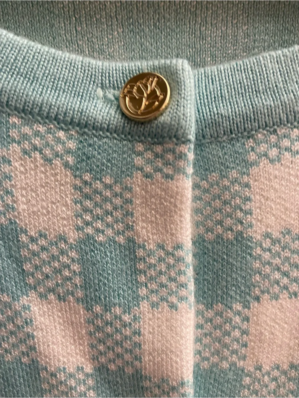 Draper James ❤️ RSVP Aqua Gingham Knit Cardigan Sweater XXL